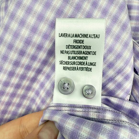 Robert Graham Woven Button Front Long Sleeve Shirt Lavender Purple Check M - Picture 7 of 9